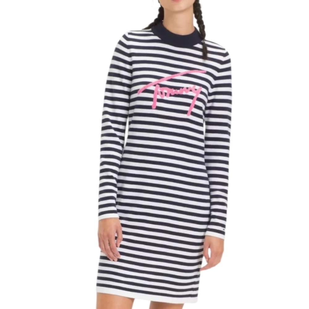 Tommy Hilfiger Chenille Logo Stripe Dress Small